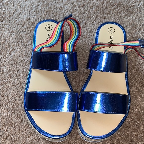 rainbow stripe sandals